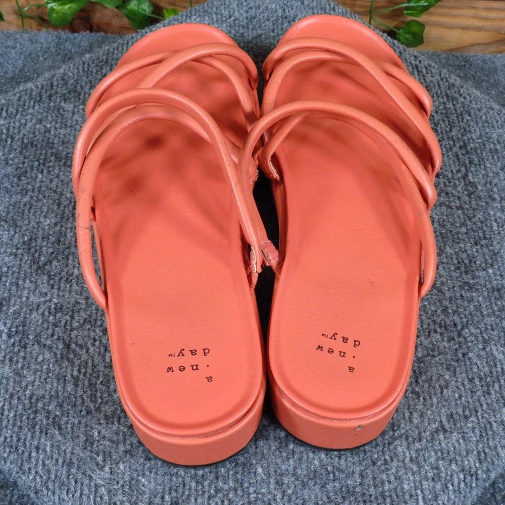 A New Day Dory Women Sandals Size 10 Platform Slide Summer Fashion Orange Coral